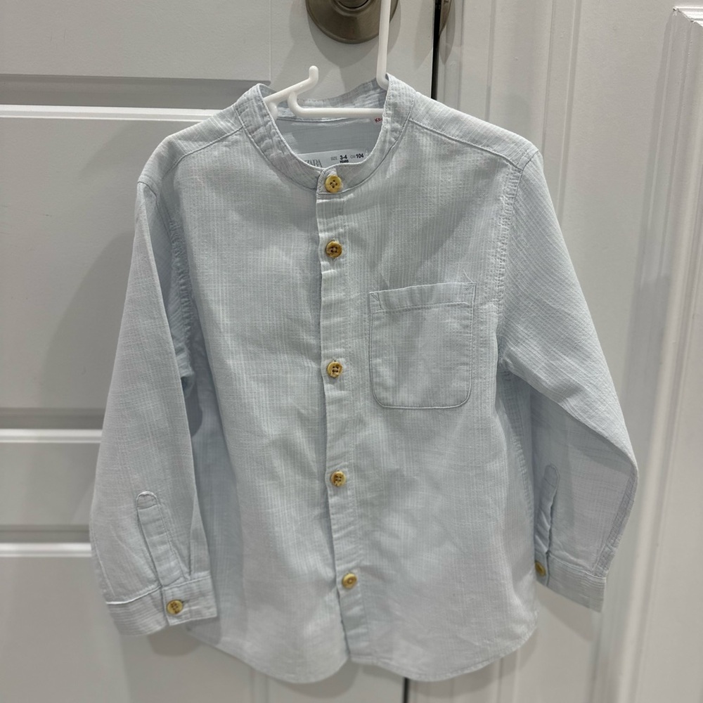 Zara Boys Blue Henley Button Down